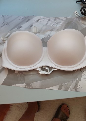 Beyaz Modern Klasik Straplez Sütyen - Görsel 5