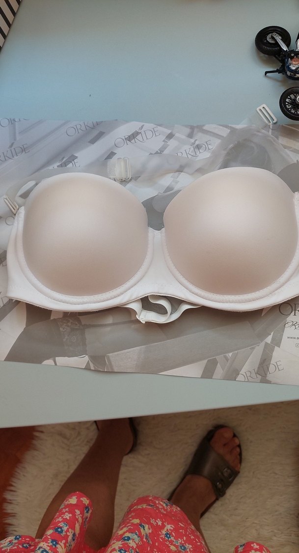 Beyaz Modern Klasik Straplez Sütyen - Görsel 5