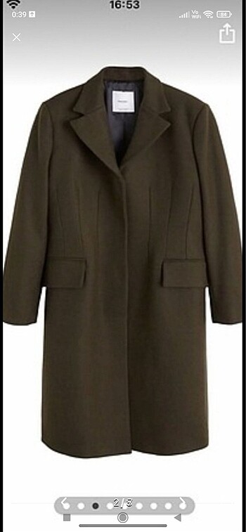 Zara haki yün kaban - Görsel 2