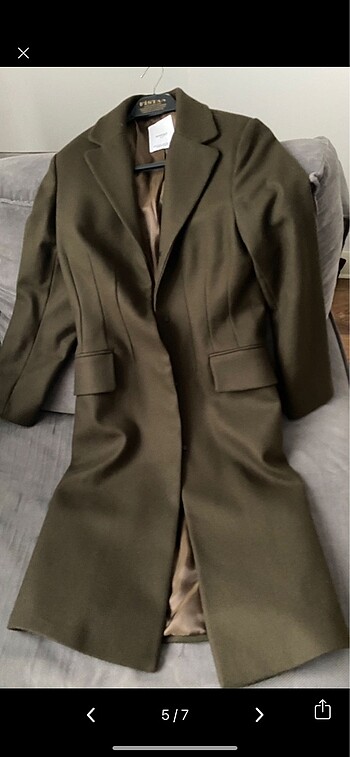 Zara haki yün kaban - Görsel 5