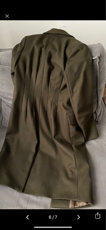 Zara haki yün kaban - Görsel 6
