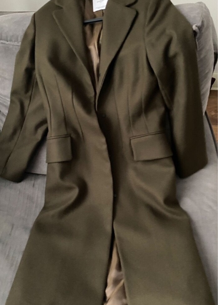 Zara haki yün kaban - Görsel 5