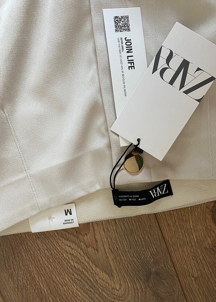 Zara krem rengi tayt pantolon - Görsel 2