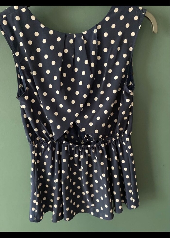 Henry lacivert puantiyeli bluz - Görsel 2