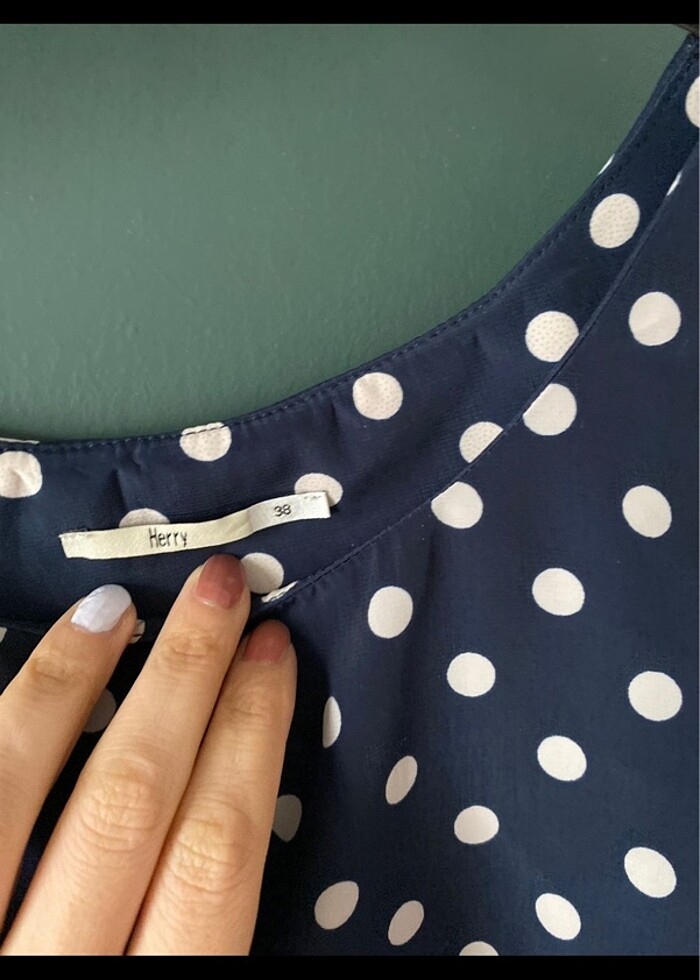 Henry lacivert puantiyeli bluz - Görsel 4