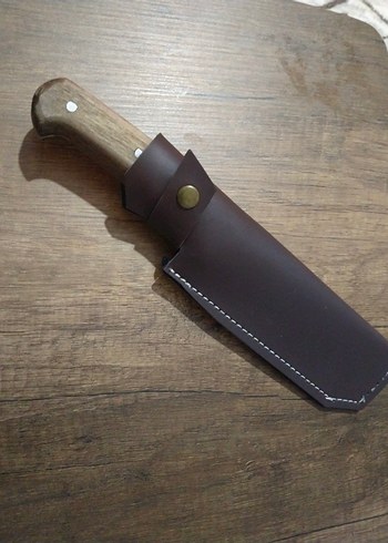 Ahşap Saplı Gri Kamp Bıçağı ve Kılıfı - Görsel 2