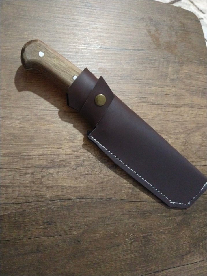 Ahşap Saplı Gri Kamp Bıçağı ve Kılıfı - Görsel 2