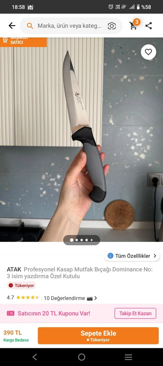 Gri Saplı Keskin Bıçak - Görsel 3