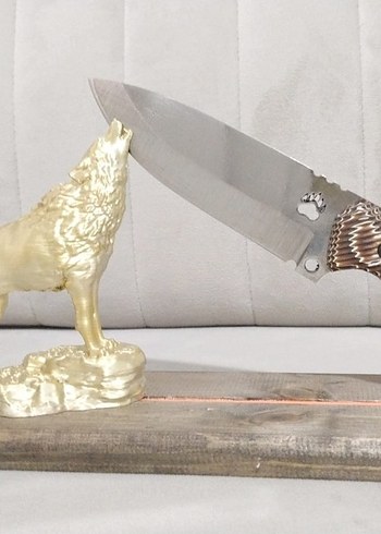 Altın Kurt Figürlü Bıçak ve Kılıf Seti - Görsel 3