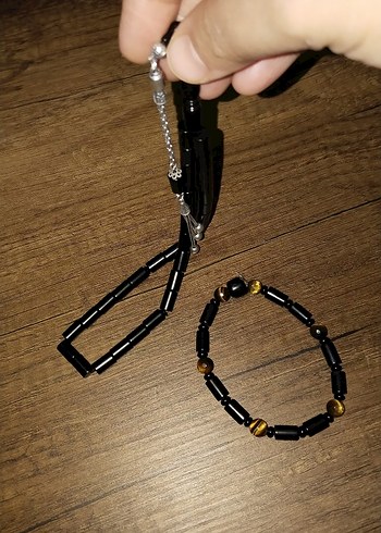 Siyah  Oltu Erkek tesbik bileklik - Görsel 3