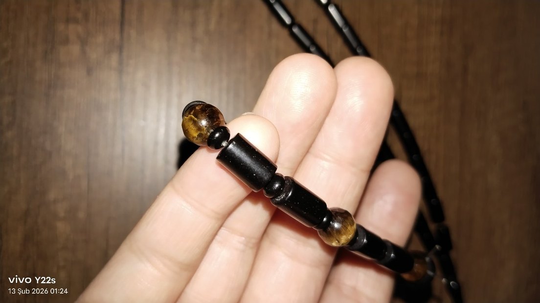 Siyah  Oltu Erkek tesbik bileklik - Görsel 2