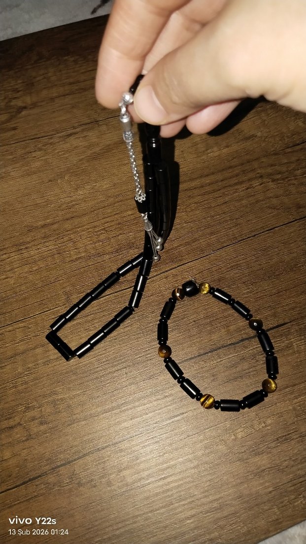 Siyah  Oltu Erkek tesbik bileklik - Görsel 3