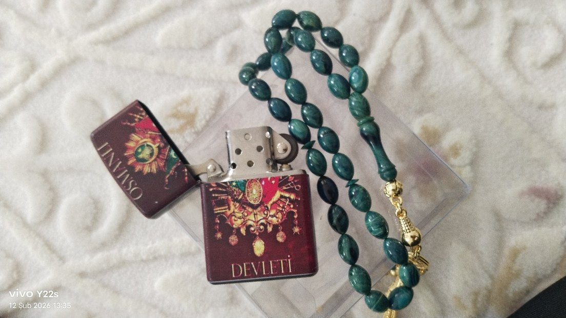 Erkek Bohem Altın Renkli Tesbih ve çakmak - Görsel 2