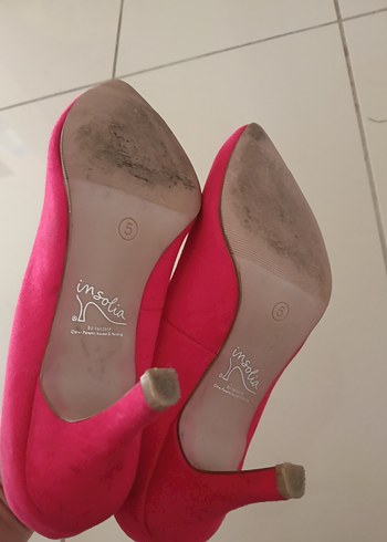 38,5 Beden pembe Renk Pembe Süet Stiletto Kadın Topuklu Ayakkabı