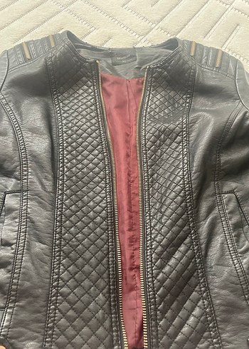 Siyah Deri Biker Ceket Kadın - Görsel 2