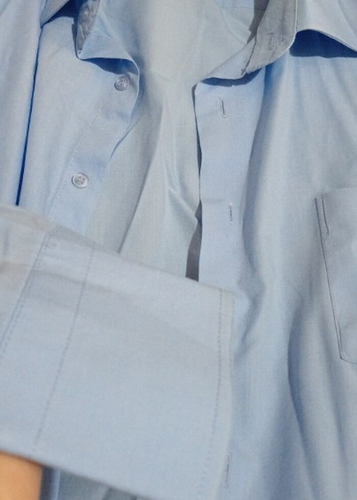 Mavi uzun kollu gömlek  - Görsel 2