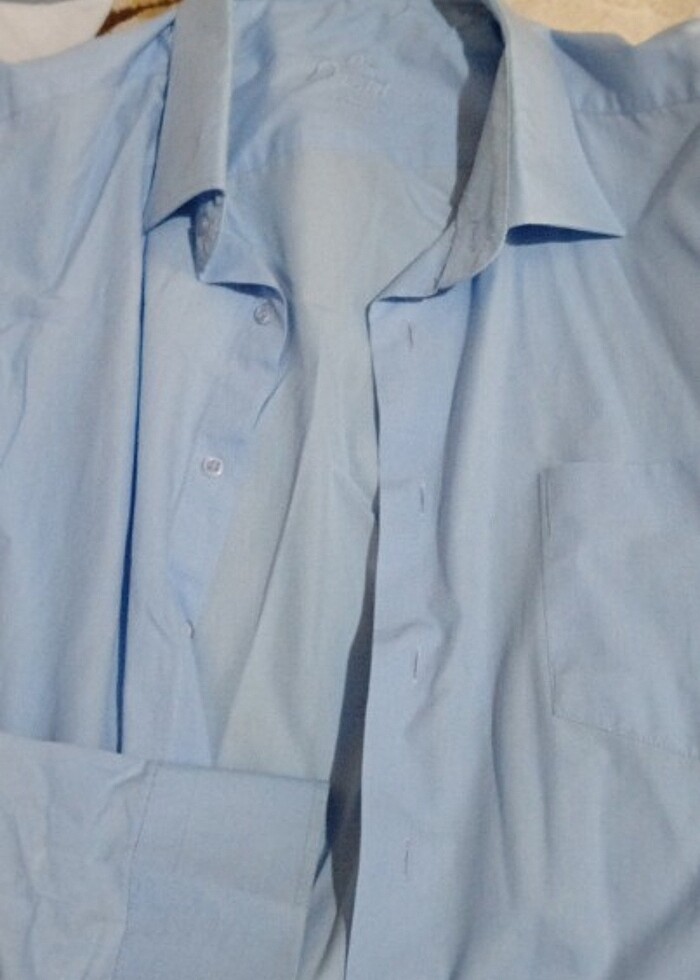 Mavi uzun kollu gömlek  - Görsel 3