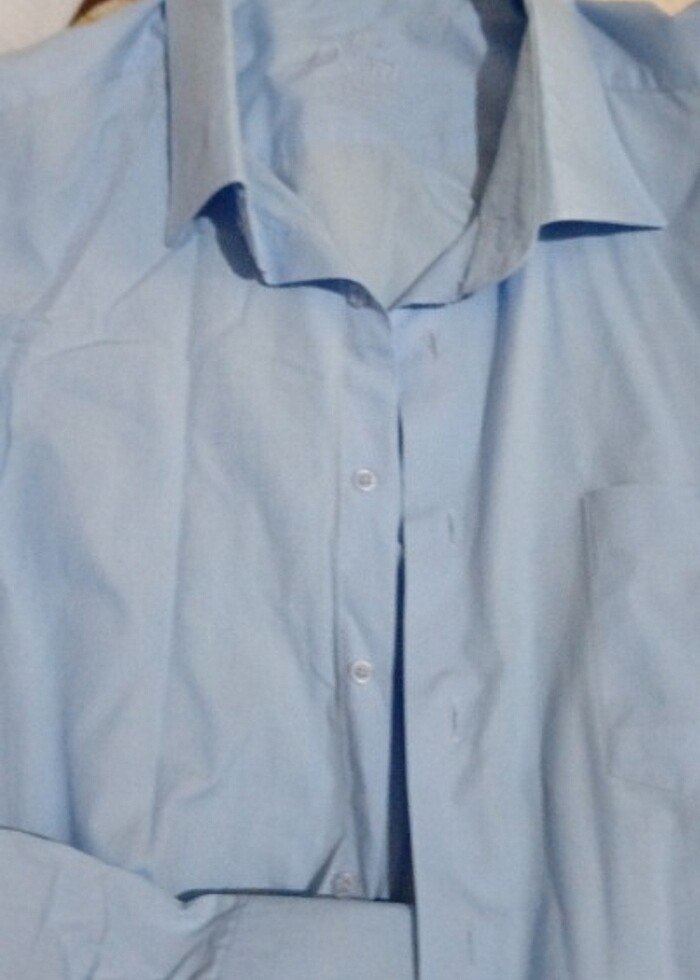 Mavi uzun kollu gömlek  - Görsel 5