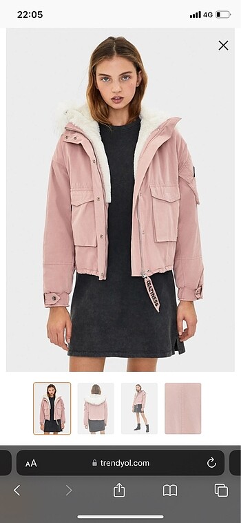 Bershka kapüşonlu kürklü mont