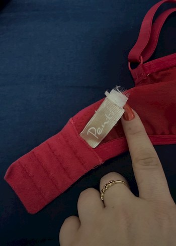 38 Beden Kırmızı Dantel İşlemeli Bohem Sütyen