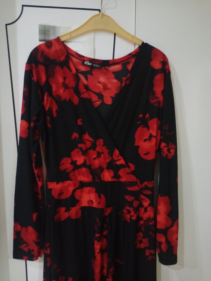 Kırmızı Siyah Uzun kollu tulum - Görsel 3