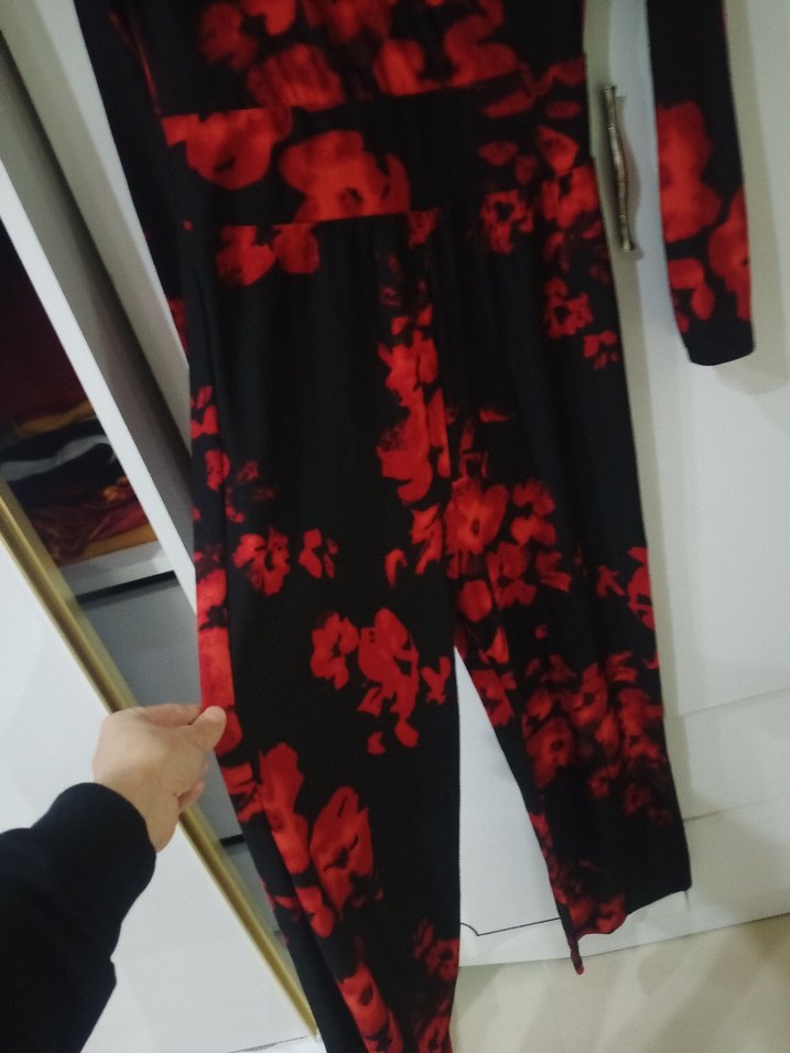 Kırmızı Siyah Uzun kollu tulum - Görsel 2