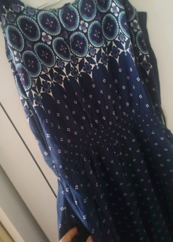 Boncuk İşlemeli Lacivert Uzun Tulum - Görsel 3