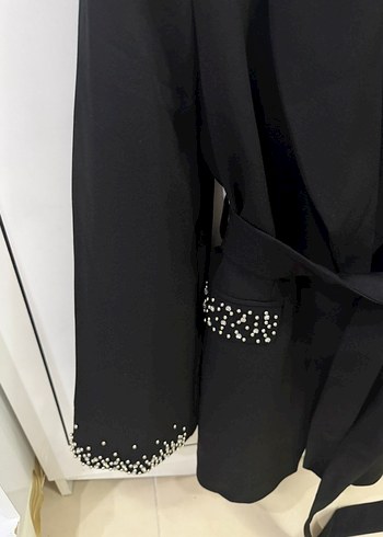 Kemerli Siyah Kadın Blazer Ceket - Görsel 4