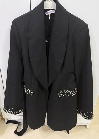 Kemerli Siyah Kadın Blazer Ceket - Görsel 3