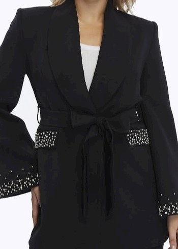 Kemerli Siyah Kadın Blazer Ceket - Görsel 2