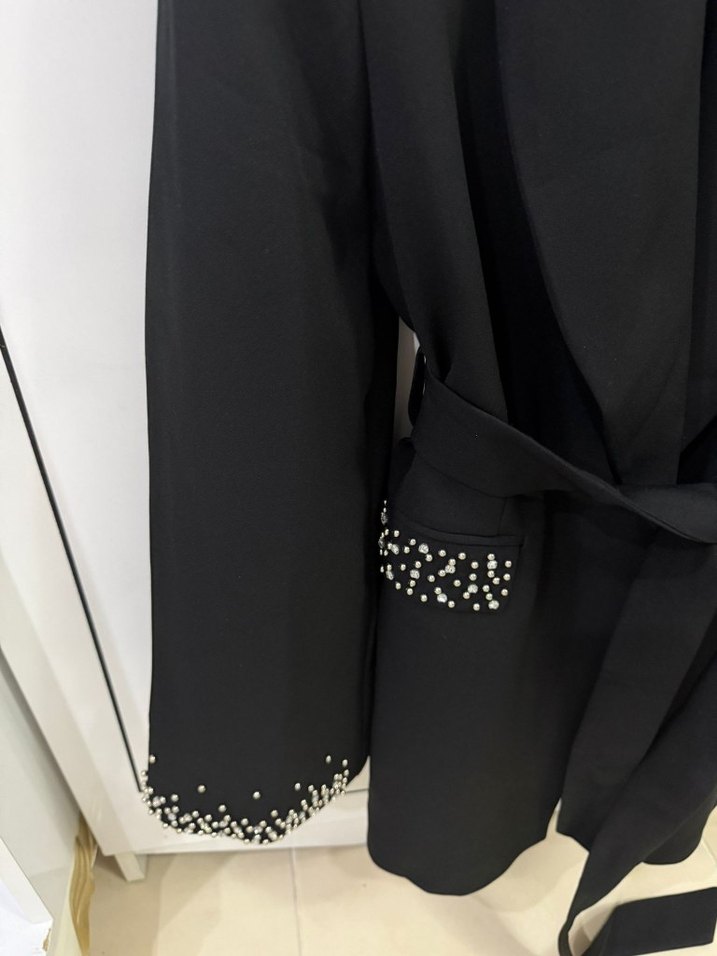 Kemerli Siyah Kadın Blazer Ceket - Görsel 4