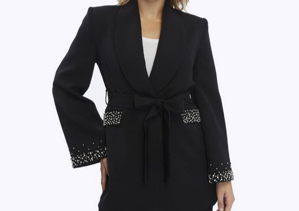 Kemerli Siyah Kadın Blazer Ceket - Görsel 2