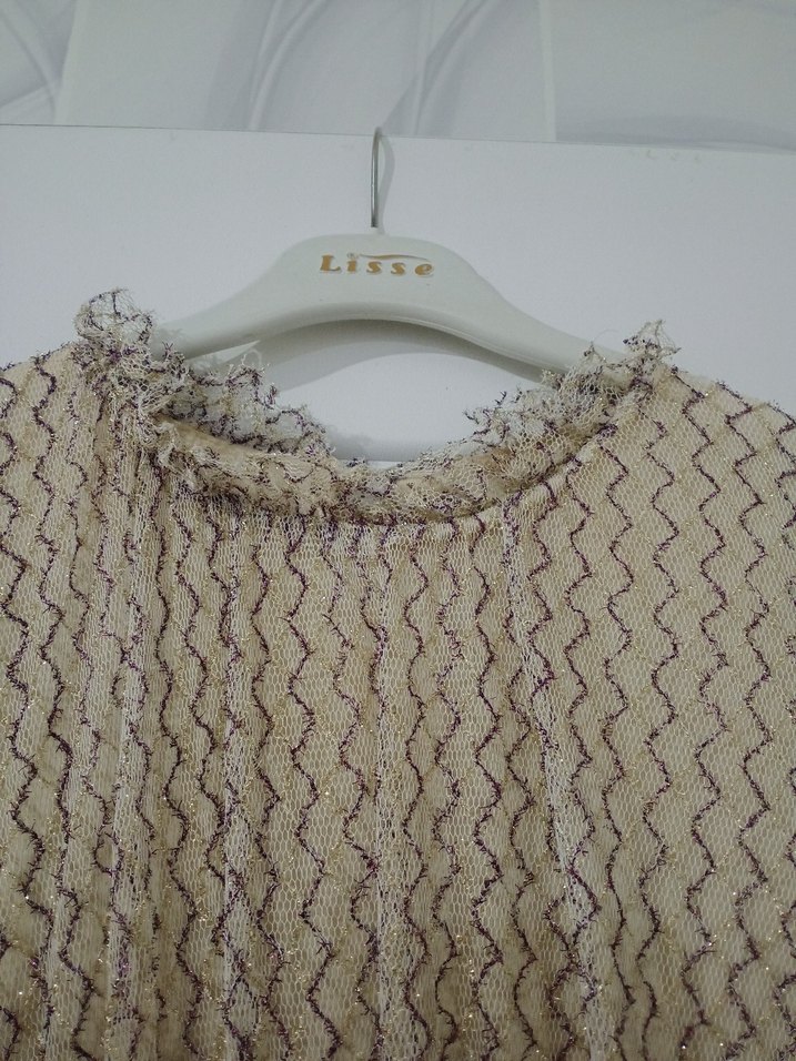 Bej Pilili Uzun Kadın Elbise - Görsel 5