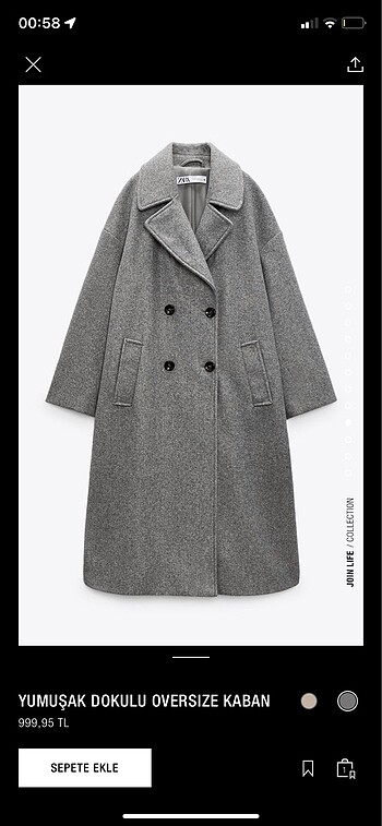 Zara oversize Gri kaban