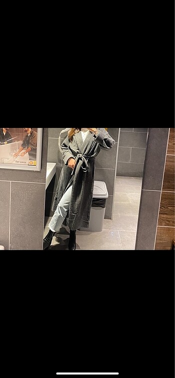 m Beden gri Renk Mango Oversize Uzun hırka