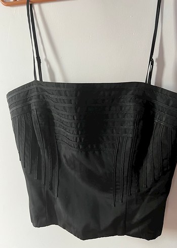Siyah Pilili Strappy Goth Bustier