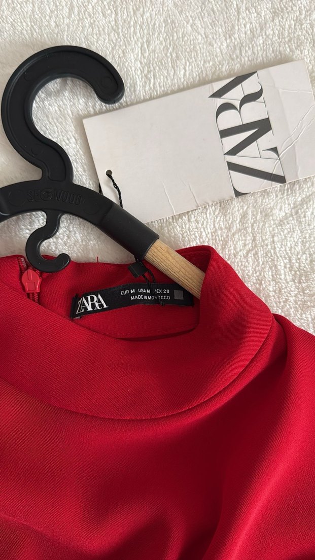 Kırmızı Pilili Midi Elbise - Görsel 3