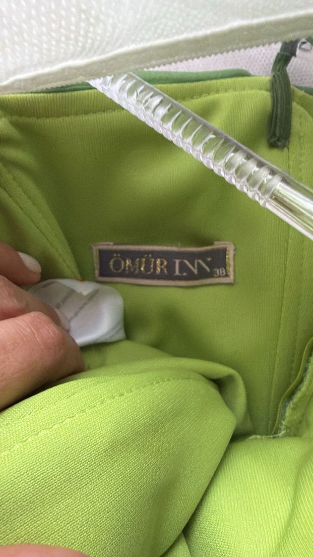 Yeşil Drapeli Uzun Straplez Elbise - Görsel 4