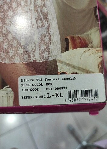 Fantazi tül gecelik mor