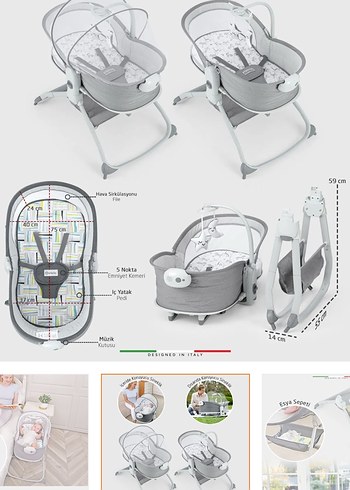 Açık Gri Bebek Beşiği ve Sepeti - Görsel 5