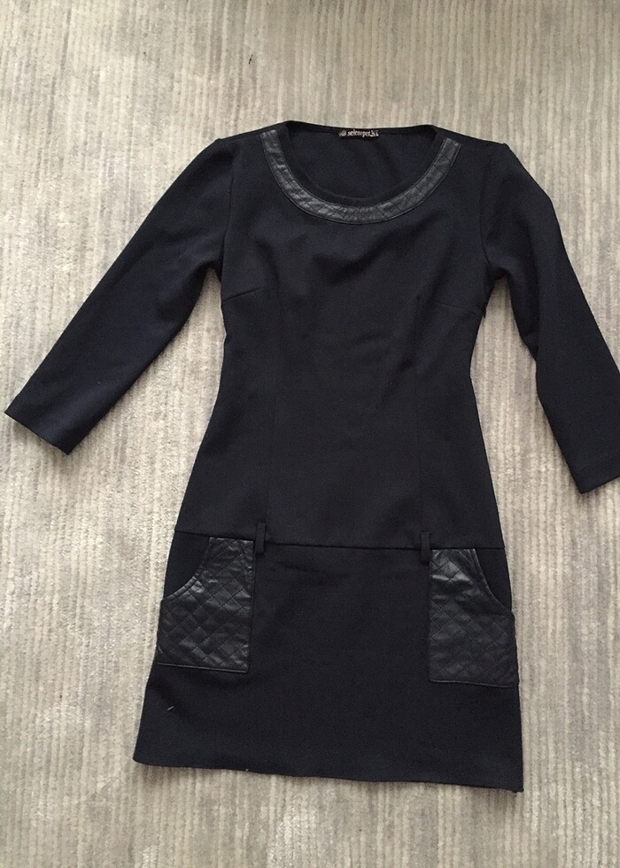 Lacivert elbise - Görsel 2