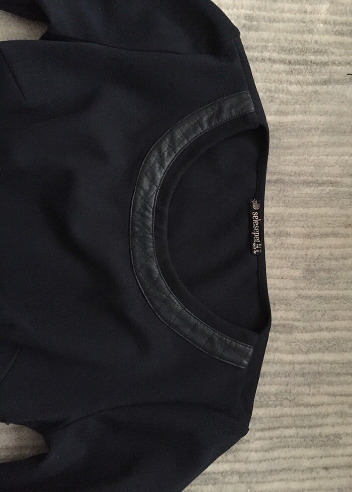 Lacivert elbise - Görsel 3