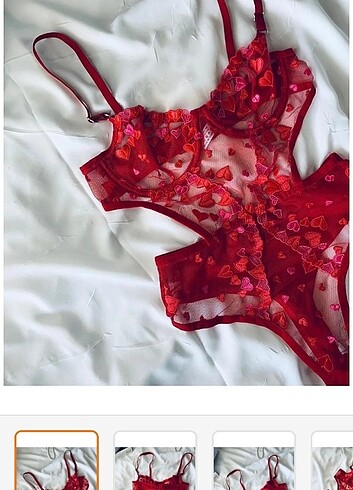 Diğer Kırmızı kalpli kalp desenli bodysuit