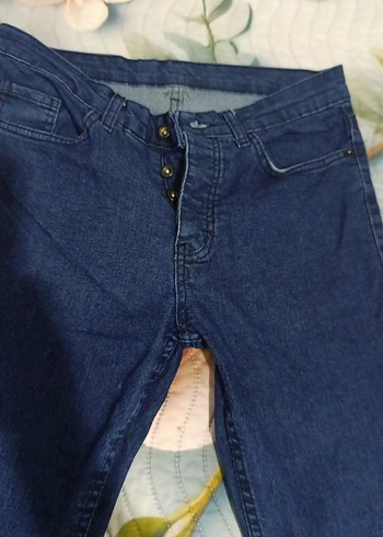 Düğmeli Mavi erkek Denim Pantolon - Görsel 4