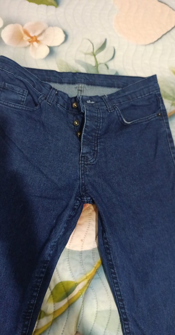 Düğmeli Mavi erkek Denim Pantolon - Görsel 4