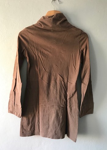 Bej Yüksek Yakalı Adil ışık Tunik - Görsel 3