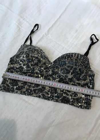 Payetli Yılan Desenli Straplez Büstiyer S - Görsel 4