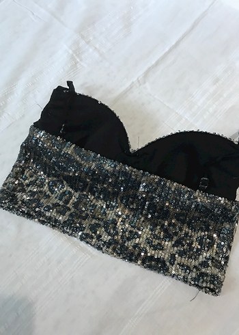 Payetli Yılan Desenli Straplez Büstiyer S - Görsel 3