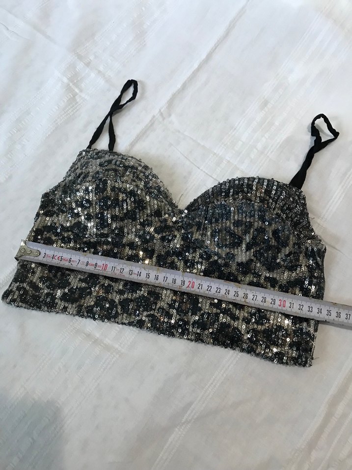 Payetli Yılan Desenli Straplez Büstiyer S - Görsel 4