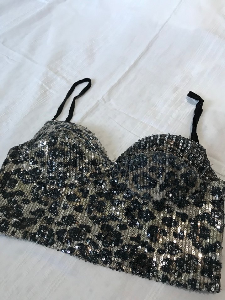 Payetli Yılan Desenli Straplez Büstiyer S - Görsel 2